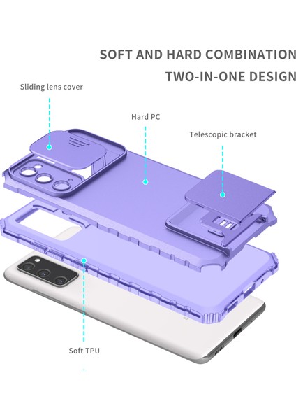 Samsung Galaxy S20 FE/S20 Fe 5G/S20 Fe 2022 Kayar Kamera Kapaklı Sağlam Standı Telefon Kılıfı (Yurt Dışından) modelleri