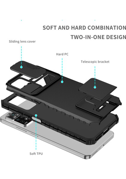 Xiaomi Redmi Note 11 Pro 5g/4g Kayar Kamera Kapaklı Sağlam Standı Telefon Kılıfı (Yurt Dışından)