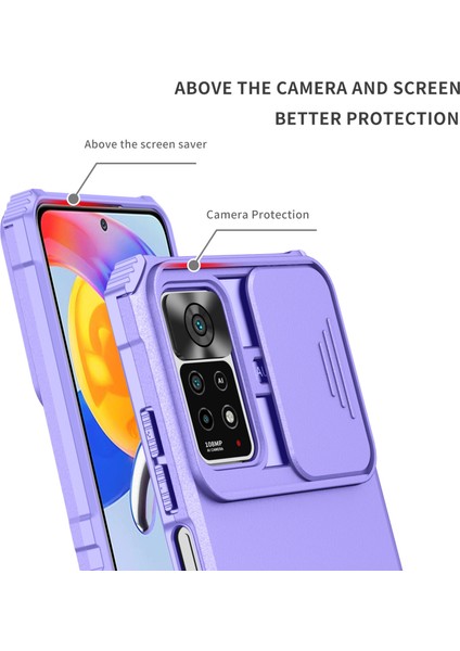Xiaomi Redmi Note 11S / Note 11 4g Kayar Kamera Kapaklı Sağlam Standı Telefon Kılıfı (Yurt Dışından)