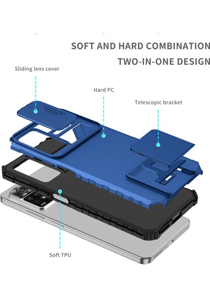 Xiaomi Redmi Note 11 Pro 5g/4g Kayar Kamera Kapaklı Sağlam Standı Telefon Kılıfı (Yurt Dışından)