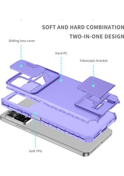 Xiaomi Redmi Note 11 Pro 5g/4g Kayar Kamera Kapaklı Sağlam Standı Telefon Kılıfı (Yurt Dışından)