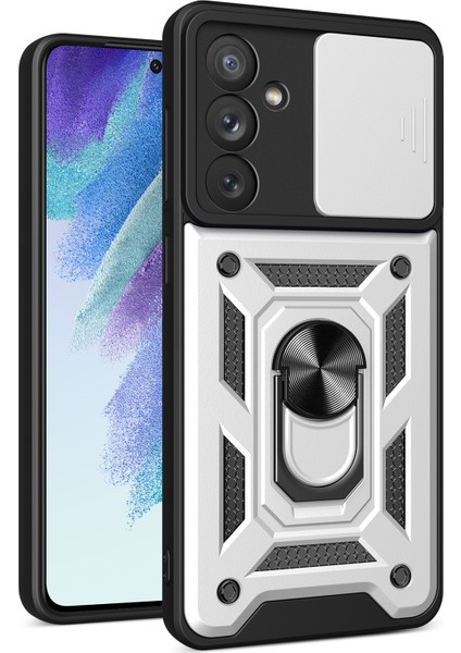 Samsung Galaxy A54 Için Halka Ayaklı ve Kayar Kamera Kapaklı Telefon Kılıf (Yurt Dışından)