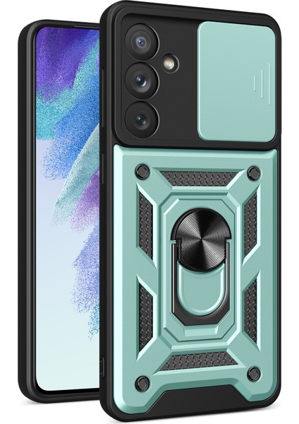 Samsung Galaxy A54 Için Halka Ayaklı ve Kayar Kamera Kapaklı Telefon Kılıf (Yurt Dışından)