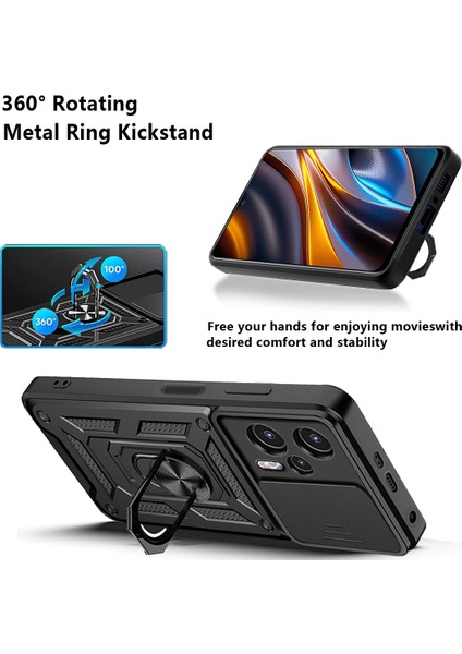 Xiaomi Poco X4 Gt Için Halka Ayaklı ve Kayar Kamera Kapaklı Telefon Kılıf (Yurt Dışından) modelleri