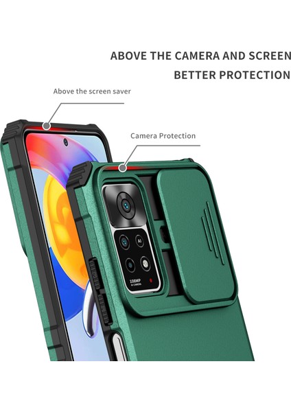 Xiaomi Redmi Note 11S / Note 11 4g Kayar Kamera Kapaklı Sağlam Standı Telefon Kılıfı (Yurt Dışından)