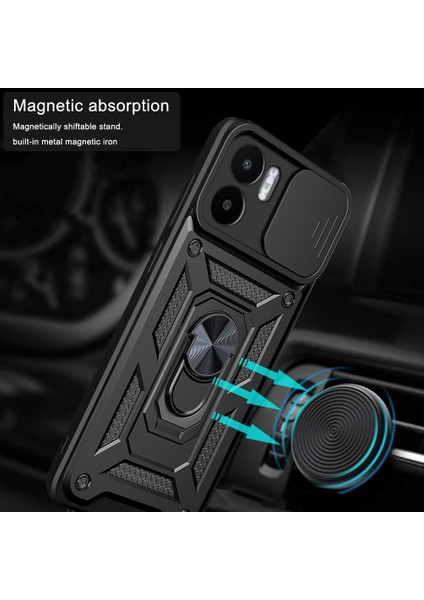 Xiaomi Redmi A1 Için Halka Ayaklı ve Kayar Kamera Kapaklı Telefon Kılıf (Yurt Dışından) fiyatları