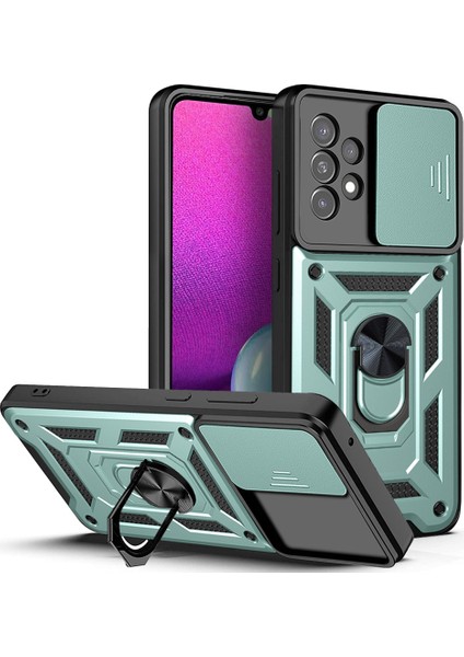 Samsung Galaxy A53 5g Için Halka Ayaklı ve Kayar Kamera Kapaklı Telefon Kılıf (Yurt Dışından)