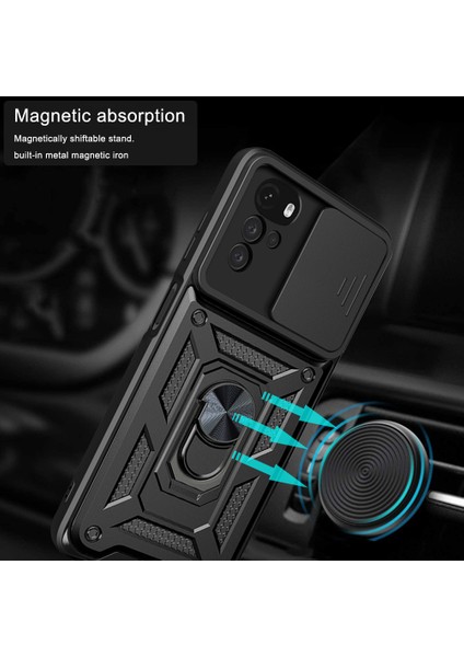 Motorola Moto G22 Için Halka Ayaklı ve Kayar Kamera Kapaklı Telefon Kılıf (Yurt Dışından) modelleri