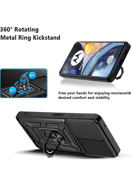 Motorola Moto G22 Için Halka Ayaklı ve Kayar Kamera Kapaklı Telefon Kılıf (Yurt Dışından) indirimleri
