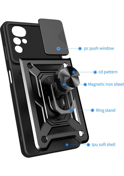 Motorola Moto G22 Için Halka Ayaklı ve Kayar Kamera Kapaklı Telefon Kılıf (Yurt Dışından) fırsatları