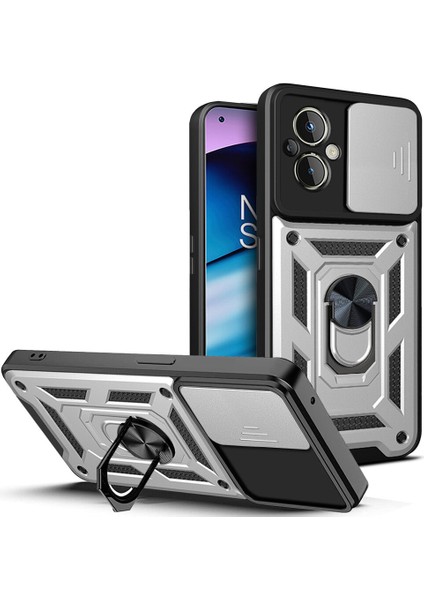 Oneplus Nord N20 5g Için Halka Ayaklı ve Kayar Kamera Kapaklı Telefon Kılıf (Yurt Dışından)
