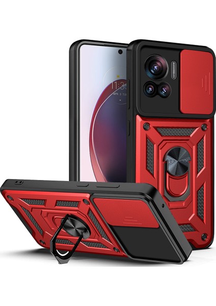 Motorola Edge 30 Ultra Için Halka Ayaklı ve Kayar Kamera Kapaklı Telefon Kılıf (Yurt Dışından)