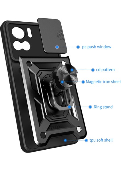 Motorola Edge 30 Ultra Için Halka Ayaklı ve Kayar Kamera Kapaklı Telefon Kılıf (Yurt Dışından) fırsatları