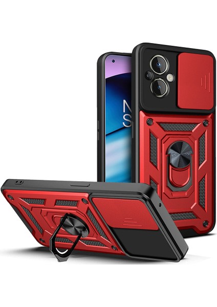 Oneplus Nord N20 5g Için Halka Ayaklı ve Kayar Kamera Kapaklı Telefon Kılıf (Yurt Dışından)