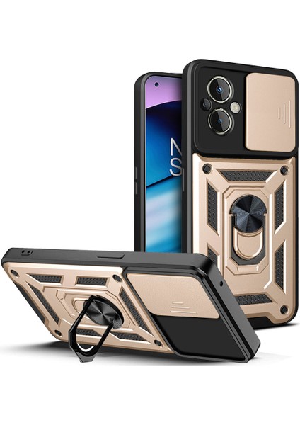 Oneplus Nord N20 5g Için Halka Ayaklı ve Kayar Kamera Kapaklı Telefon Kılıf (Yurt Dışından)