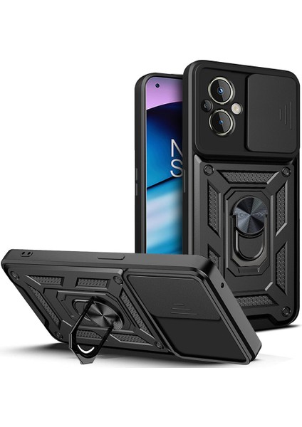 Oneplus Nord N20 5g Için Halka Ayaklı ve Kayar Kamera Kapaklı Telefon Kılıf (Yurt Dışından)