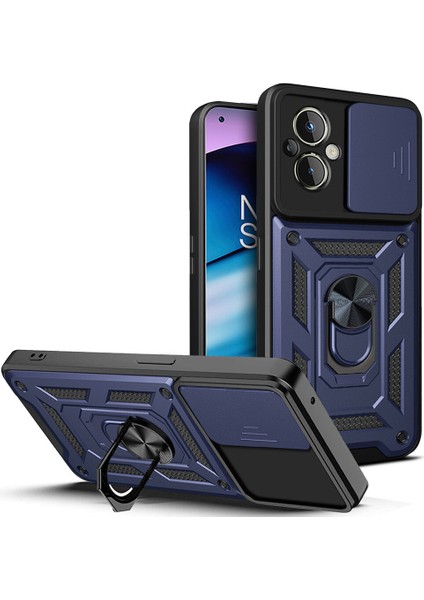 Oneplus Nord N20 5g Için Halka Ayaklı ve Kayar Kamera Kapaklı Telefon Kılıf (Yurt Dışından)