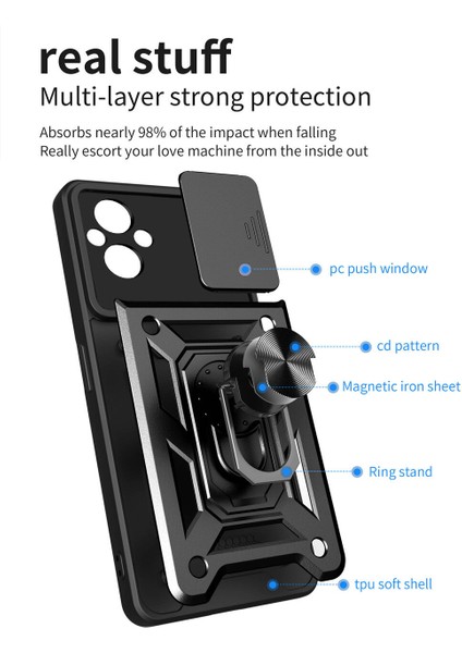 Oneplus Nord N20 5g Için Halka Ayaklı ve Kayar Kamera Kapaklı Telefon Kılıf (Yurt Dışından) indirimleri