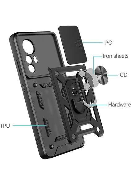 Xiaomi 12 Pro Için Halka Ayaklı ve Kayar Kamera Kapaklı Telefon Kılıf (Yurt Dışından) fırsatları