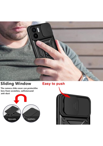 Xiaomi Redmi A1 Için Halka Ayaklı ve Kayar Kamera Kapaklı Telefon Kılıf (Yurt Dışından) fırsatları