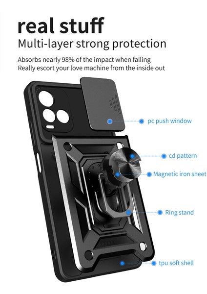 Vıvo Y21 / Y21S Için Halka Ayaklı ve Kayar Kamera Kapaklı Telefon Kılıf (Yurt Dışından) modelleri