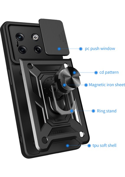 Oneplus 10T Için Halka Ayaklı ve Kayar Kamera Kapaklı Telefon Kılıf (Yurt Dışından) fırsatları