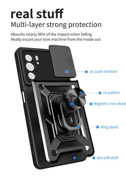 Motorola Edge 30 Pro Için Halka Ayaklı ve Kayar Kamera Kapaklı Telefon Kılıf (Yurt Dışından) indirimleri