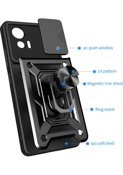 Motorola Edge 30 Neo Için Halka Ayaklı ve Kayar Kamera Kapaklı Telefon Kılıf (Yurt Dışından) fırsatları