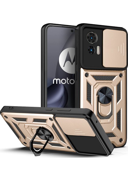 Motorola Edge 30 Neo Için Halka Ayaklı ve Kayar Kamera Kapaklı Telefon Kılıf (Yurt Dışından)