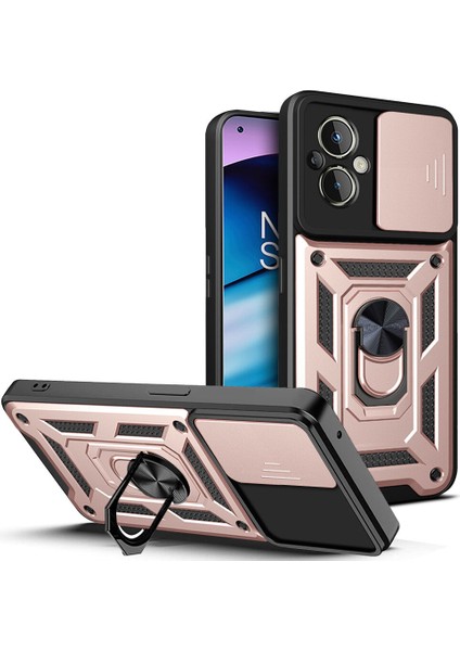 Oneplus Nord N20 5g Için Halka Ayaklı ve Kayar Kamera Kapaklı Telefon Kılıf (Yurt Dışından)