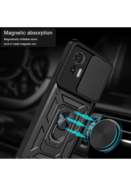Motorola Edge 30 Neo Için Halka Ayaklı ve Kayar Kamera Kapaklı Telefon Kılıf (Yurt Dışından) modelleri