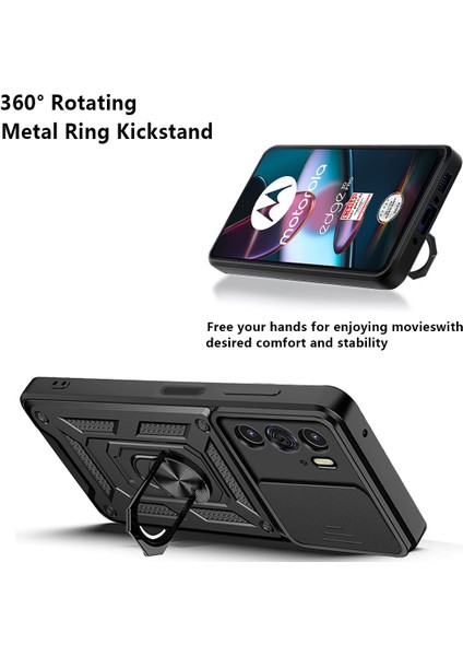Motorola Edge 30 Pro Için Halka Ayaklı ve Kayar Kamera Kapaklı Telefon Kılıf (Yurt Dışından) indirimleri