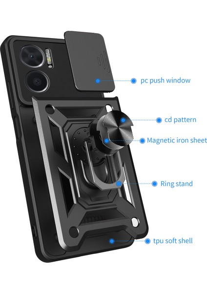Xiaomi Redmi 10 5g Için Halka Ayaklı ve Kayar Kamera Kapaklı Telefon Kılıf (Yurt Dışından) fırsatları