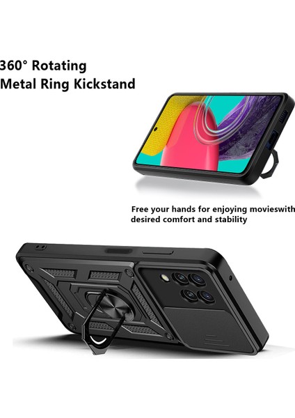 Samsung Galaxy M53 5g Için Halka Ayaklı ve Kayar Kamera Kapaklı Telefon Kılıf (Yurt Dışından) fırsatları