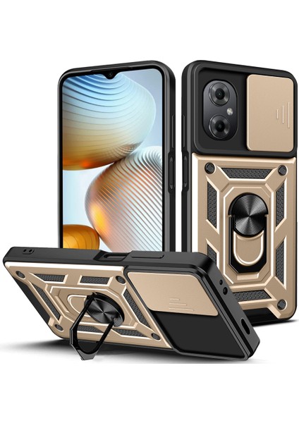 Xiaomi Poco M4 5g Için Halka Ayaklı ve Kayar Kamera Kapaklı Telefon Kılıf (Yurt Dışından)