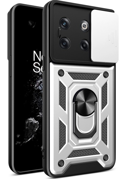 Oneplus 10T Için Halka Ayaklı ve Kayar Kamera Kapaklı Telefon Kılıf (Yurt Dışından)