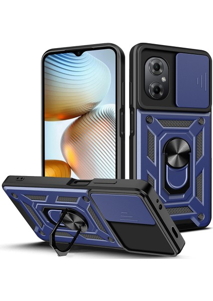 Xiaomi Poco M4 5g Için Halka Ayaklı ve Kayar Kamera Kapaklı Telefon Kılıf (Yurt Dışından)
