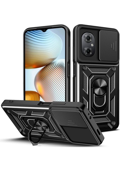 Xiaomi Poco M4 5g Için Halka Ayaklı ve Kayar Kamera Kapaklı Telefon Kılıf (Yurt Dışından)