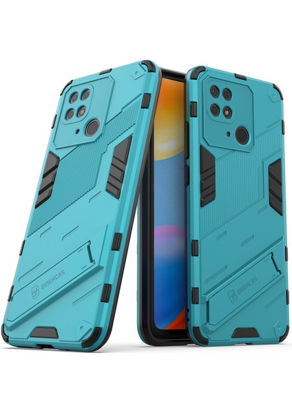 Xiaomi Redmi 10C Için Sert Pc Tpu Hibrit Düşme Önleyici Stand Telefon Kılıfı (Yurt Dışından)