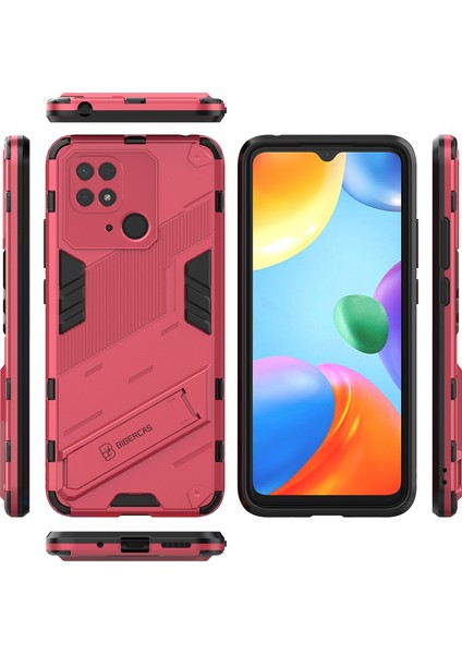 Xiaomi Redmi 10C Için Sert Pc Tpu Hibrit Düşme Önleyici Stand Telefon Kılıfı (Yurt Dışından)