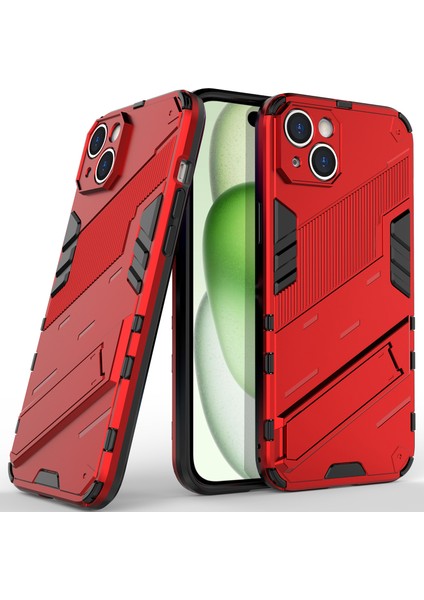 iPhone 15 Plus Için Sert Pc Tpu Hibrit Düşme Önleyici Stand Telefon Kılıfı (Yurt Dışından)