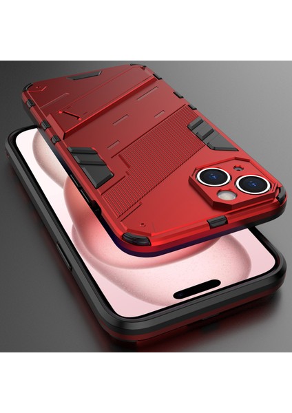 iPhone 15 Plus Için Sert Pc Tpu Hibrit Düşme Önleyici Stand Telefon Kılıfı (Yurt Dışından)