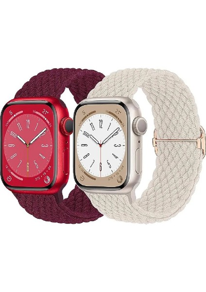 Apple Watch Uyumlu 38MM 40MM 41MM 2 Adet Set 1/2/3/4/5/6/se/7/8/9 Kordon Loop Örgülü Kordon