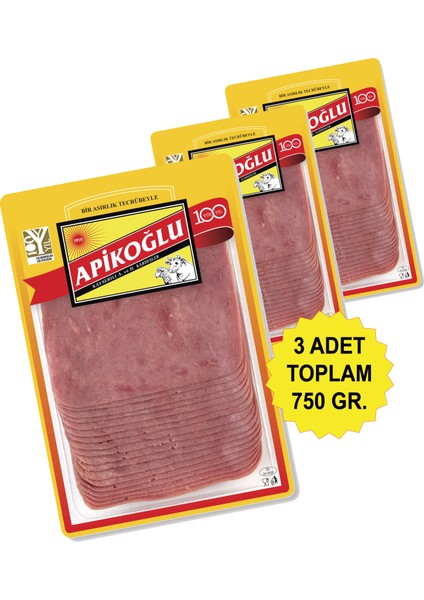 Dilimli Dana Jambon 250 Gr. Üçlü Paket (Toplam 750 Gr.)