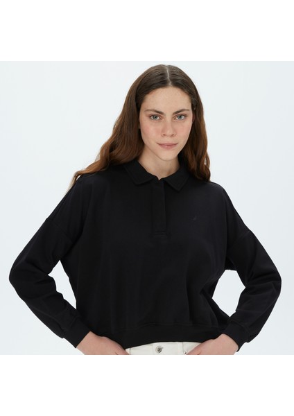 Nautıca Kadın Siyah Oversıze Uzun Kollu Sweatshırt 37KE100T.0TB