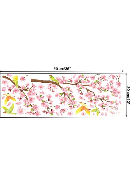 Saksağan Şeftali Çiçeği Dalı Duvar STICKER-30*90CM Sağa Bakan (Yurt Dışından) modelleri