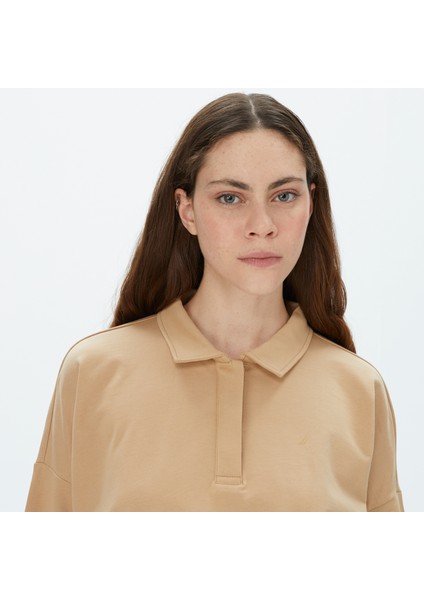 Nautıca Kadın Bej Oversıze Uzun Kollu Sweatshırt 37KE100T.2SA fırsatları