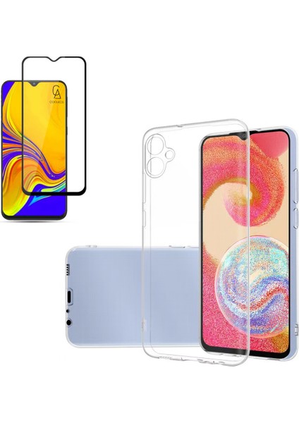 Samsung Galaxy A04E ile Uyumlu Soft Yumuşak Telefon Kılıfı ve 5d Tam Kaplayan Cam Ekran Koruyucu