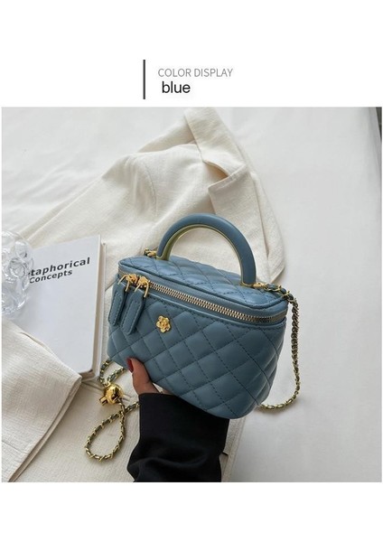 Moda Zincir Küçük Çanta Yeni Eşkenar Dörtgen Crossbody Kutu Çanta Siyah (Yurt Dışından)