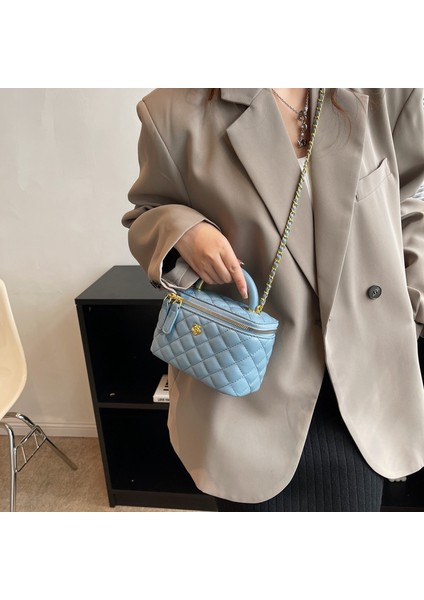 Moda Zincir Küçük Çanta Yeni Eşkenar Dörtgen Crossbody Kutu Çanta Siyah (Yurt Dışından) modelleri